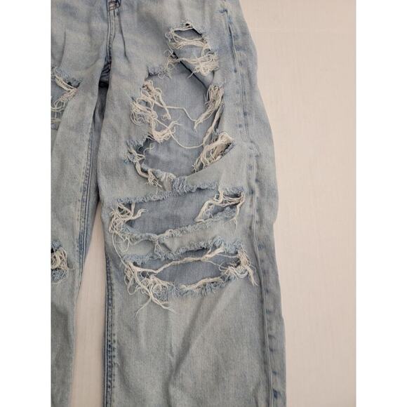 AMERICAN EAGLE Baggy Jeans Womens Sz 2 High Rise Distressed Destroy Straight - Picture 4 of 11